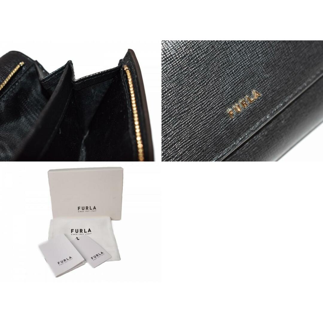 FURLA - 【中古品】FURLA コンパクトウォレット ブラック レザー FURLA - 【中古品】FURLA コンパクトウォレット ブラック レザー