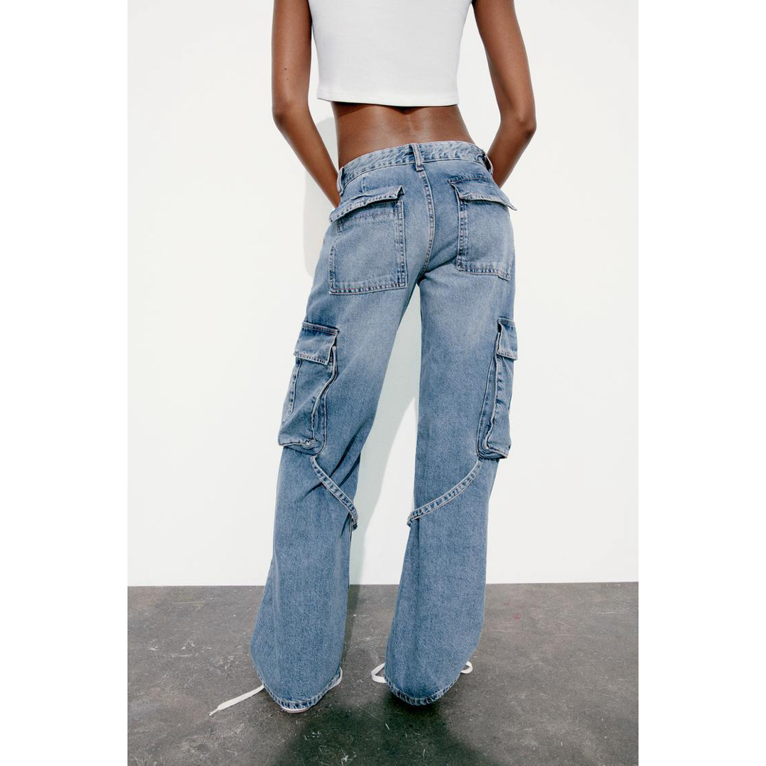 ZARA - TRF カーゴ ミッドライズ デニムパンツの通販 by reuse ZARA - TRF カーゴ ミッドライズ デニムパンツの通販 by reuse