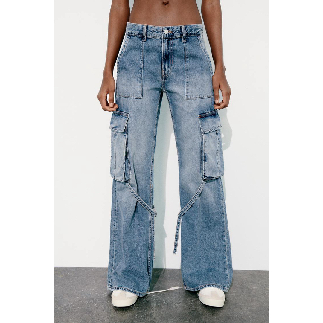 ZARA - TRF カーゴ ミッドライズ デニムパンツの通販 by reuse ZARA - TRF カーゴ ミッドライズ デニムパンツの通販 by reuse