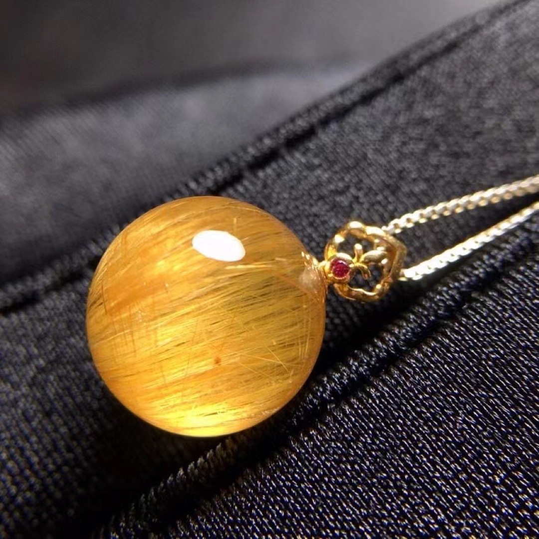 ⭐︎天然銅色ゴールドルチルクオーツ ペンダントトップ k18 11.6mm ⭐︎天然銅色ゴールドルチルクオーツ ペンダントトップ k18 11.6mm