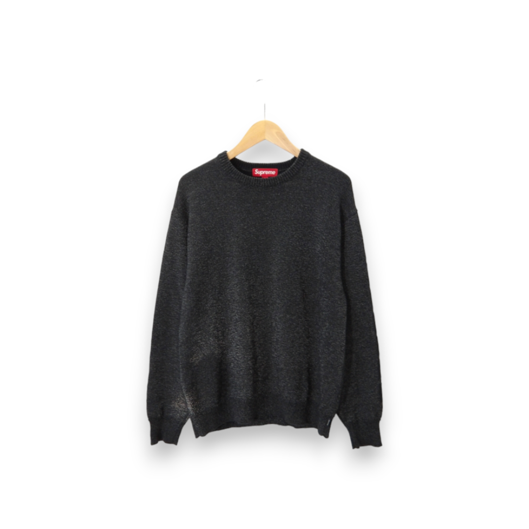 L 黒 Supreme Reflective Sweater Black 新品