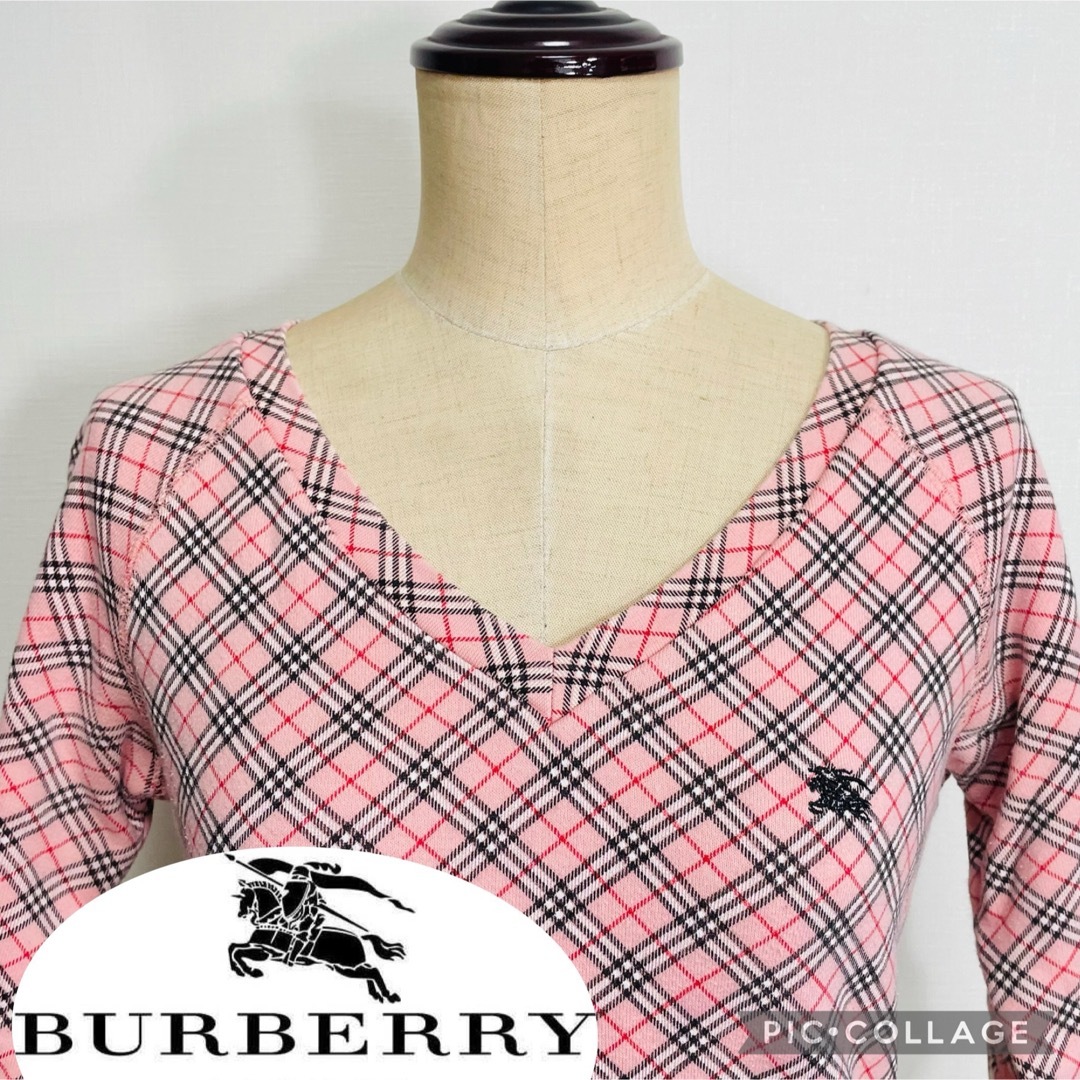 BURBERRY - バーバリー カットソー◎5分袖 ロンTピンクノバ BURBERRY - バーバリー カットソー◎5分袖 ロンTピンクノバ