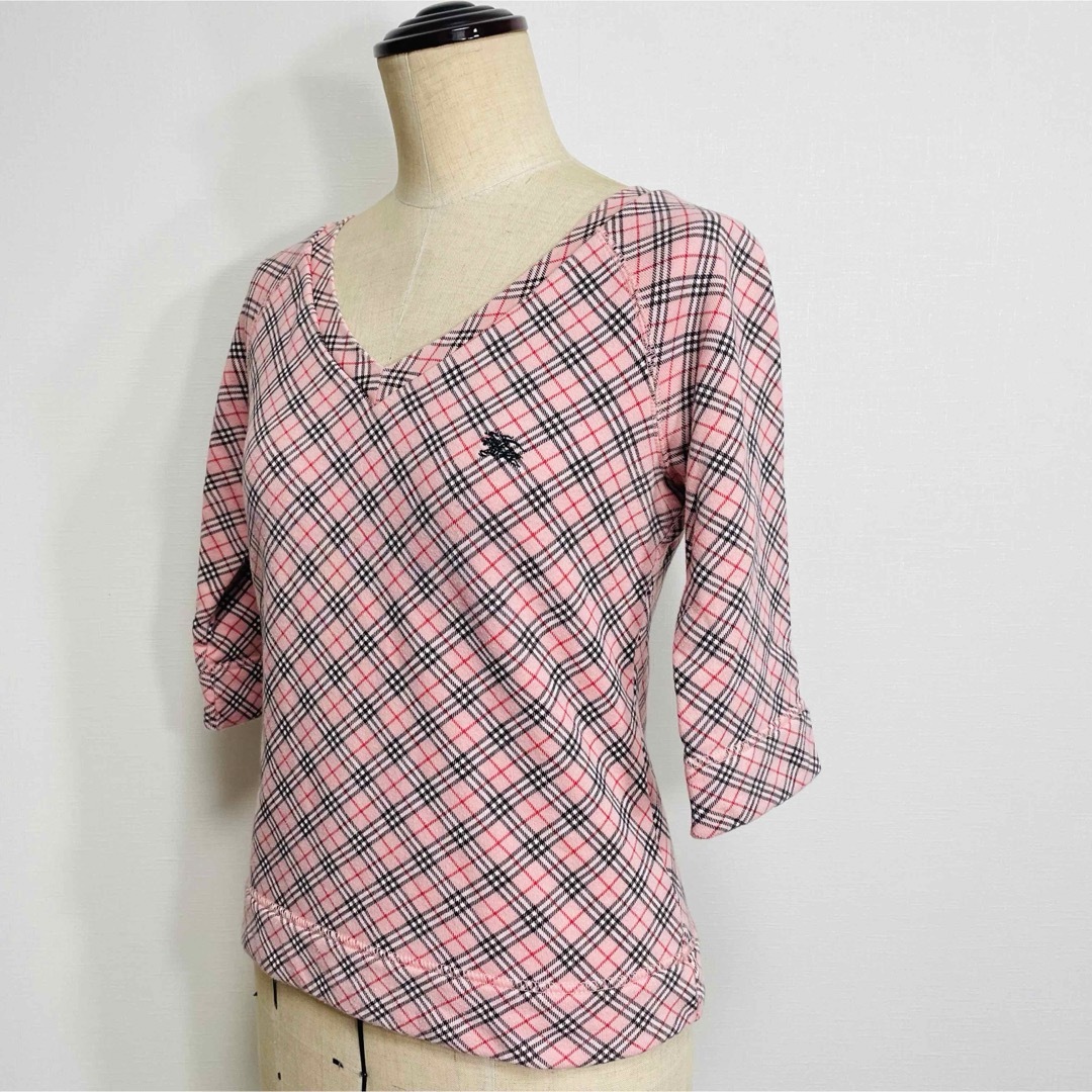 BURBERRY - バーバリー カットソー◎5分袖 ロンTピンクノバ BURBERRY - バーバリー カットソー◎5分袖 ロンTピンクノバ