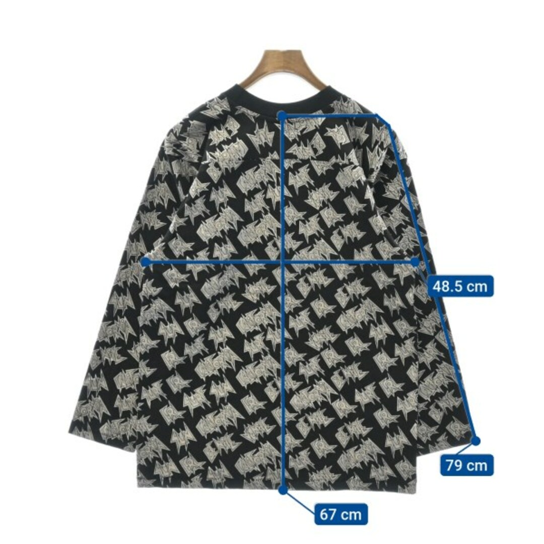 ERL イーアールエル Tシャツ・カットソー L 黒xシルバー(総柄 ERL イーアールエル Tシャツ・カットソー L 黒xシルバー(総柄