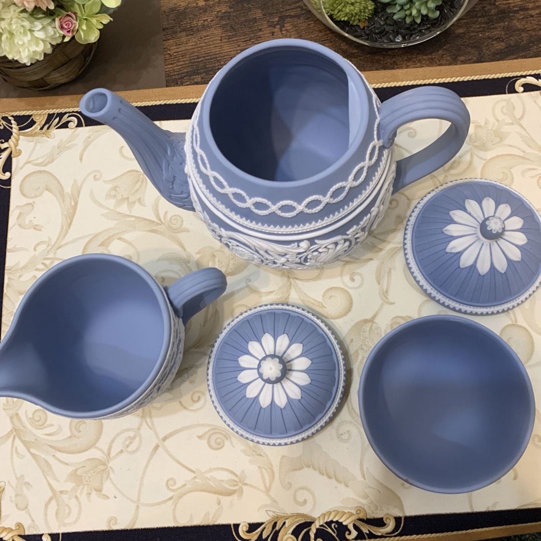 WEDGWOOD - 希少 ウェッジウッド ジャスパー ティーポット WEDGWOOD - 希少 ウェッジウッド ジャスパー ティーポット
