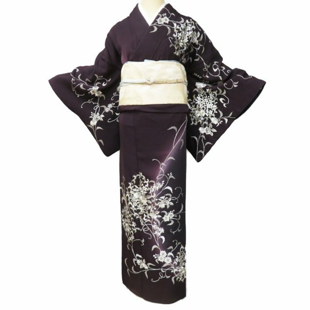訪問着 着物 中古 正絹 刺繍多色 身丈163cm 裄68cm L A859-2 訪問着 着物 中古 正絹 刺繍多色 身丈163cm 裄68cm L A859-2