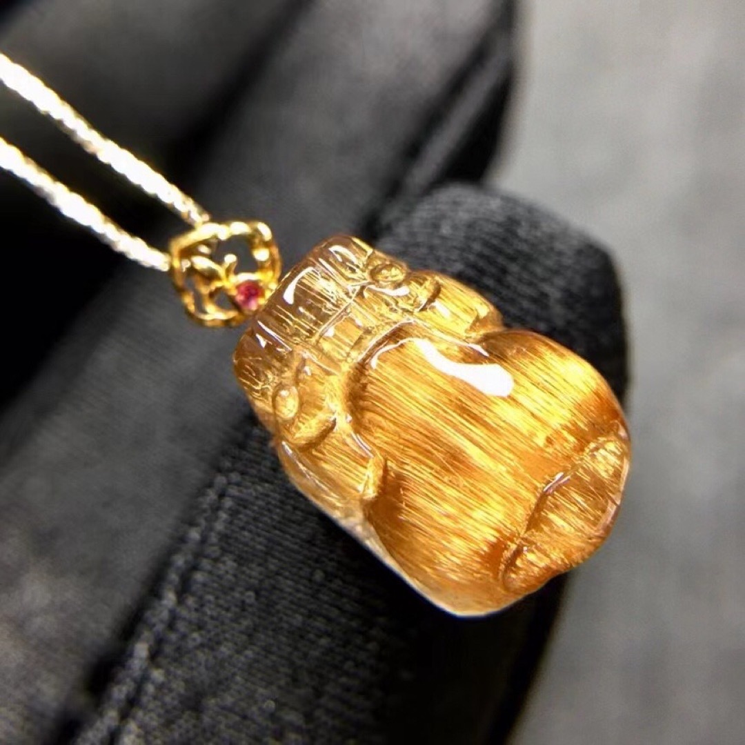 ⭐︎天然銅色ゴールドルチルクオーツ ペンダントトップ k18 2.4g ⭐︎天然銅色ゴールドルチルクオーツ ペンダントトップ k18 2.4g
