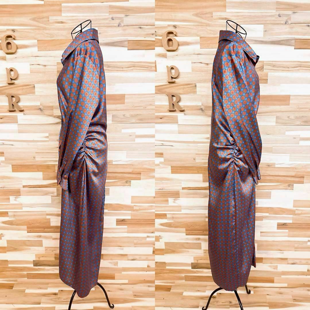 ZARA - 【ザラ】サテン 幾何学模様 ロング シャツ ワンピース 総 ZARA - 【ザラ】サテン 幾何学模様 ロング シャツ ワンピース 総