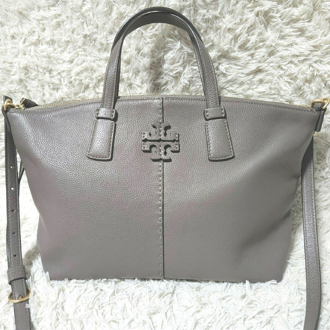 美品 Tory Burch マックグロー シボ革 2way ショルダーバッグ