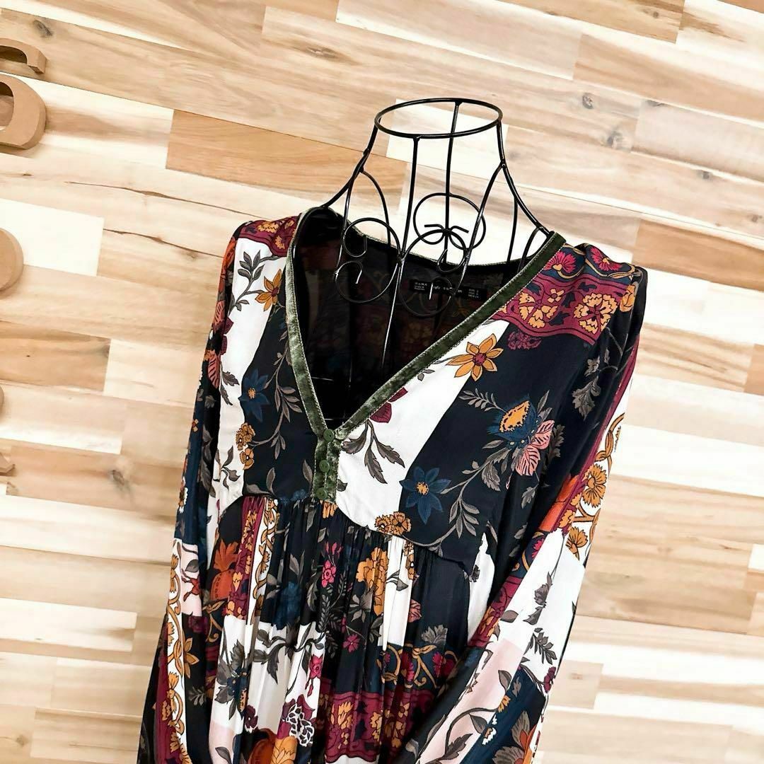 ZARA - 【ザラ】パッチワーク フラワー プリント ロング ZARA - 【ザラ】パッチワーク フラワー プリント ロング