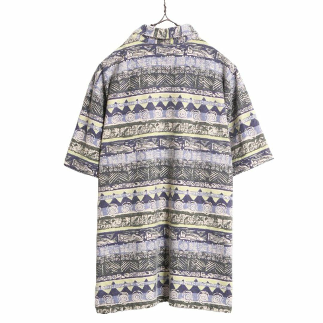 お歳暮 人気 オシャレ 90s - L.L.Bean エルエルビーン ポロシャツ 半袖 ピケ 総柄 男性用