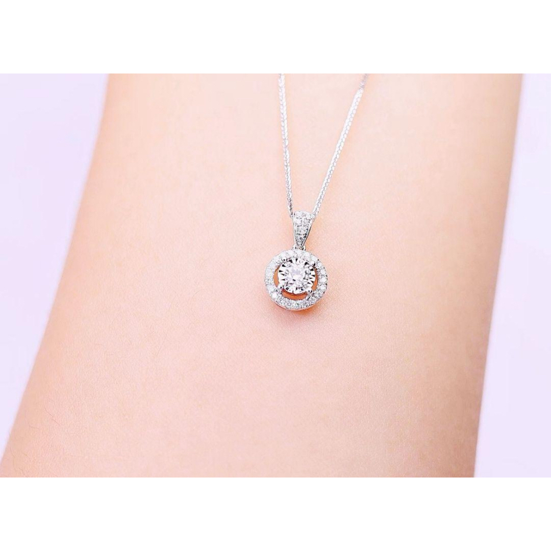 ▽ 天然ダイヤモンドペンダントk18 サークルビジュー ホワイト ▽ 天然ダイヤモンドペンダントk18 サークルビジュー ホワイト