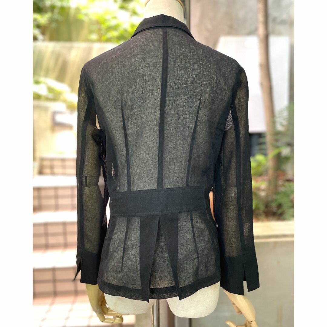 美・透け感シアー羽織ジャケット♪黒ギミック釦☆【PlainWorks】送料込の 美・透け感シアー羽織ジャケット♪黒ギミック釦☆【PlainWorks】送料込の