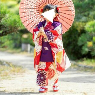 新品】 七五三 3歳 振り分け 着物 被布 女の子 紫 白 セット 新品】 七五三 3歳 振り分け 着物 被布 女の子 紫 白 セット