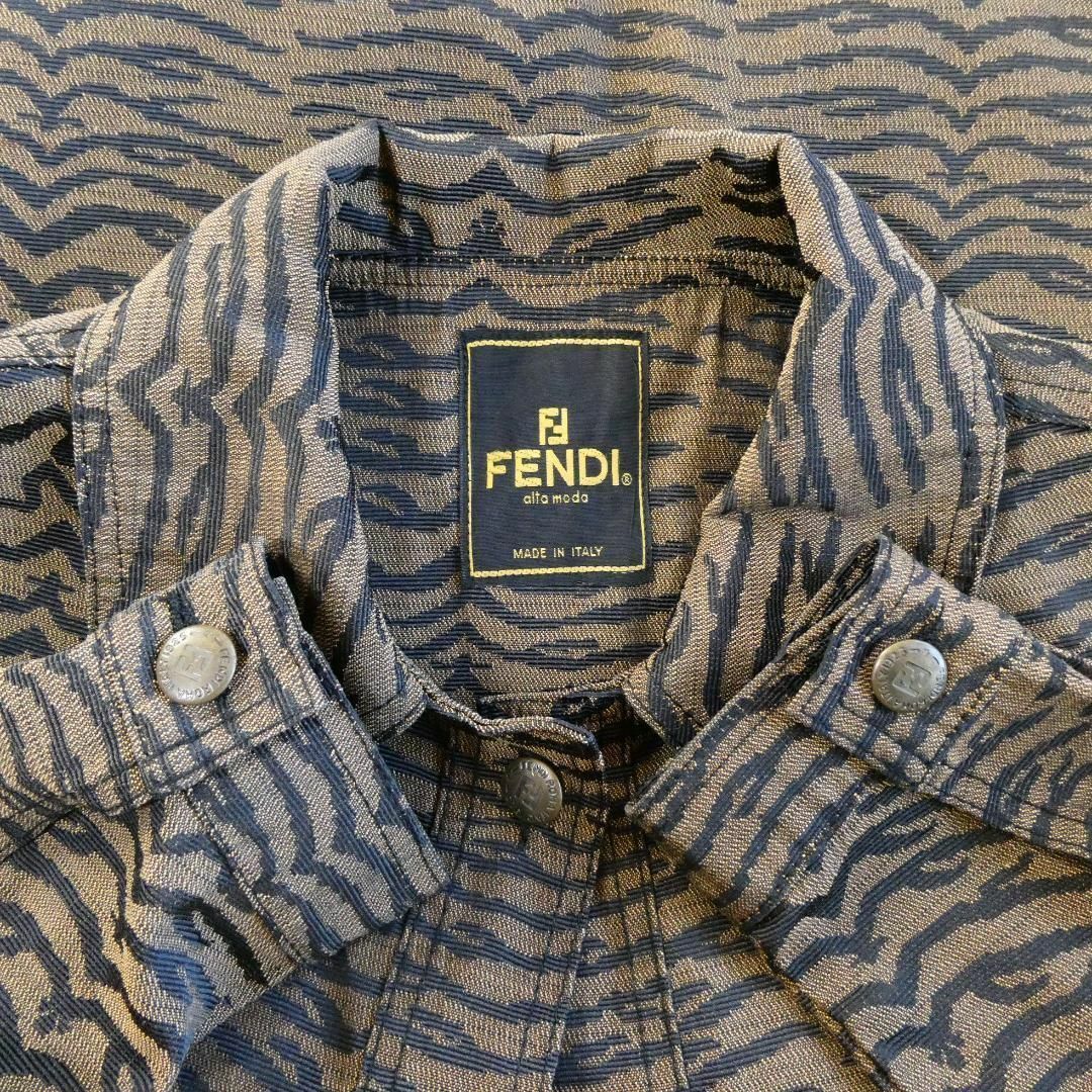 【美品】FENDI パンツスーツセットアップ ゼブラ柄 ライトブルー 42 44 【美品】FENDI パンツスーツセットアップ ゼブラ柄 ライトブルー 42 44