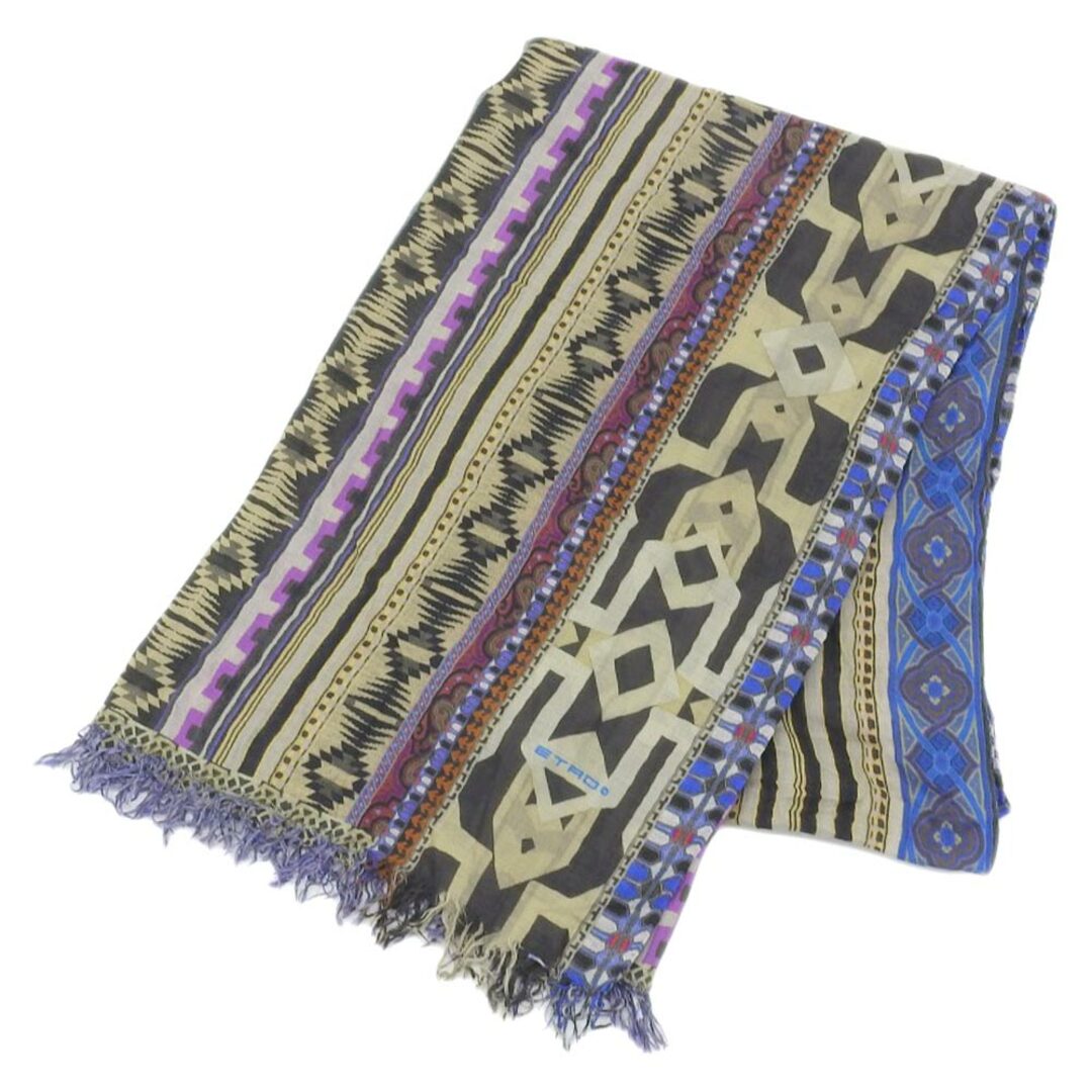 超美品 エトロ ETRO 現行ロゴ カシミヤ混 モダール フリンジ 超美品 エトロ ETRO 現行ロゴ カシミヤ混 モダール フリンジ