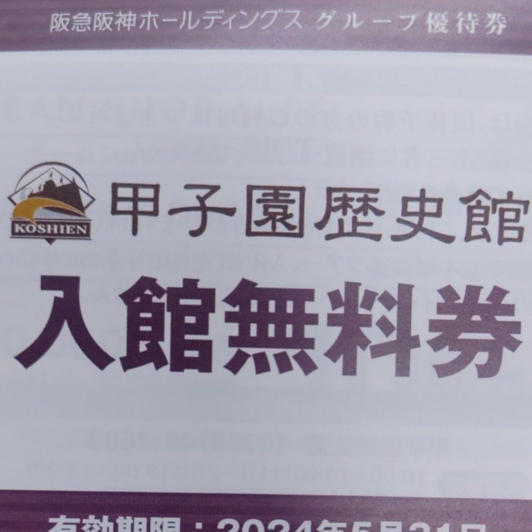 阪神タイガース(ハンシンタイガース)の阪急阪神グループ優待券の甲子園歴史館無料入場券2枚300円、追加1枚100円 チケットの施設利用券(美術館/博物館)の商品写真