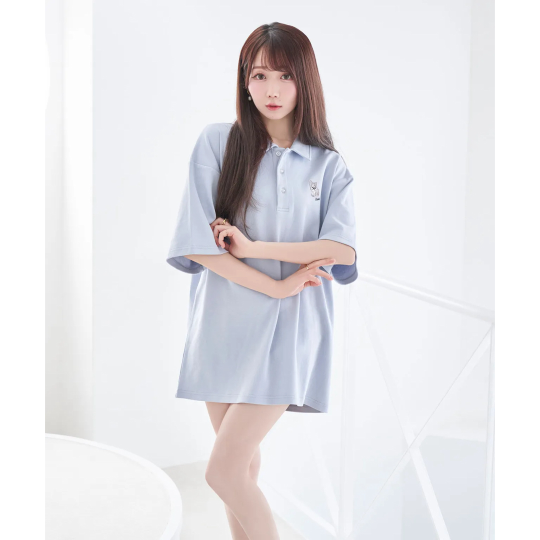 SNIDEL - Rosé Muse kitten wappen polo-shirts サックスの通販 SNIDEL - Rosé Muse kitten wappen polo-shirts サックスの通販