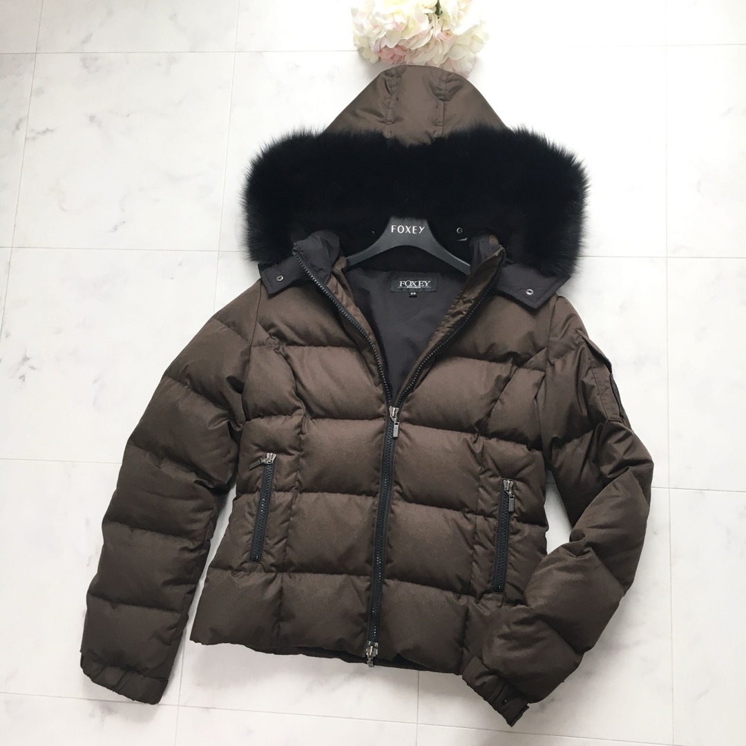 美品】 FOXEY フォクシー カシミアコート チンチラファー付き 美品】 FOXEY フォクシー カシミアコート チンチラファー付き