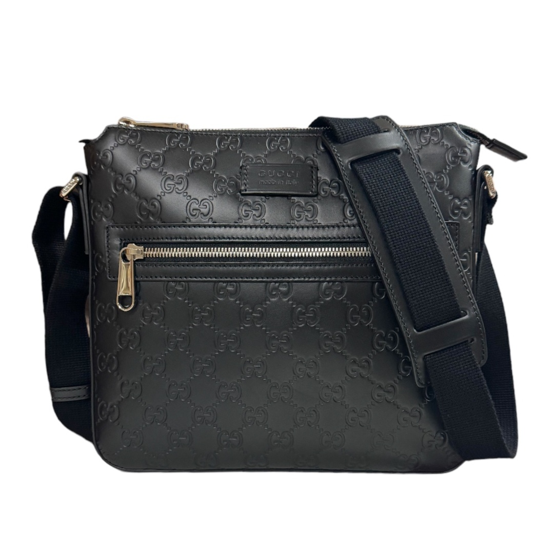 GUCCI - グッチ グッチシマ ショルダーバッグ シマレザー 406410 ブラック メンズ GUCCI  中古