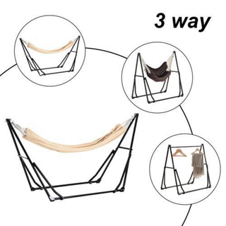 ハンモック 自立式 3way ポータブルハンモック ハンガーフック 専用ケース付(寝袋/寝具)