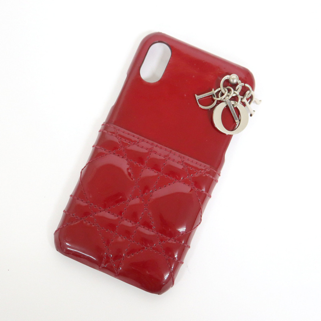 スペシャルオファ ディオールiPhoneケース14プロカナージュゴールド金具レッド本革 iPhoneアクセサリー