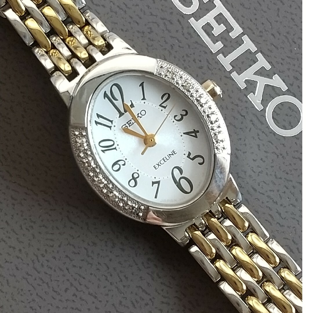 SEIKO - エクセリーヌ 美品 ソーラー 10Pダイヤモンド ブレス SEIKO - エクセリーヌ 美品 ソーラー 10Pダイヤモンド ブレス