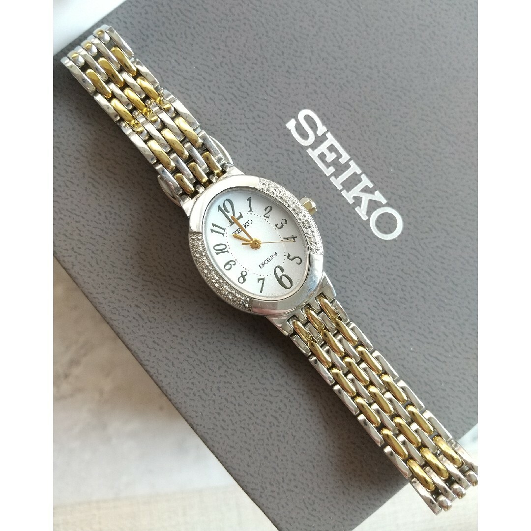 SEIKO - エクセリーヌ 美品 ソーラー 10Pダイヤモンド ブレス SEIKO - エクセリーヌ 美品 ソーラー 10Pダイヤモンド ブレス