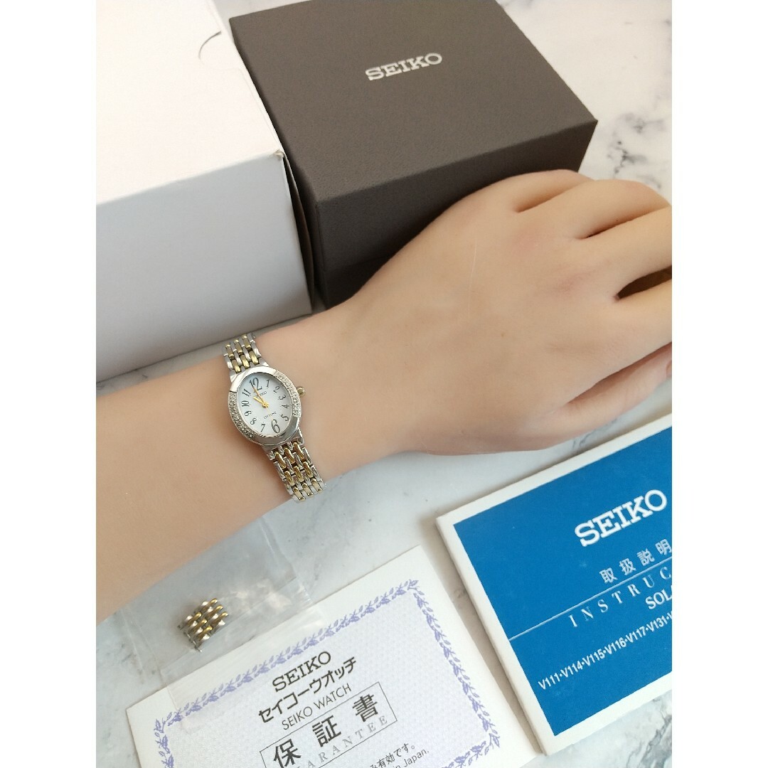 SEIKO - エクセリーヌ 美品 ソーラー 10Pダイヤモンド ブレス SEIKO - エクセリーヌ 美品 ソーラー 10Pダイヤモンド ブレス