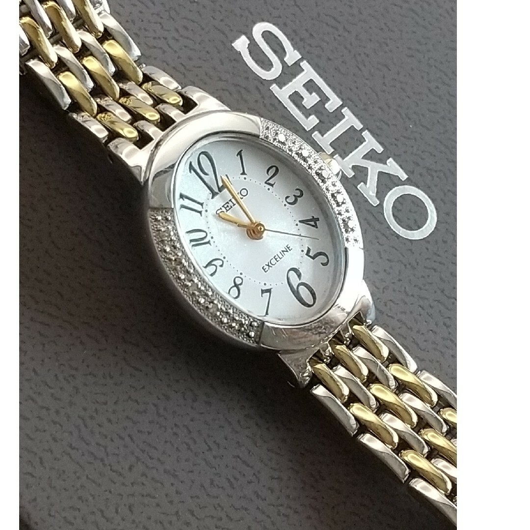 SEIKO - エクセリーヌ 美品 ソーラー 10Pダイヤモンド ブレス SEIKO - エクセリーヌ 美品 ソーラー 10Pダイヤモンド ブレス