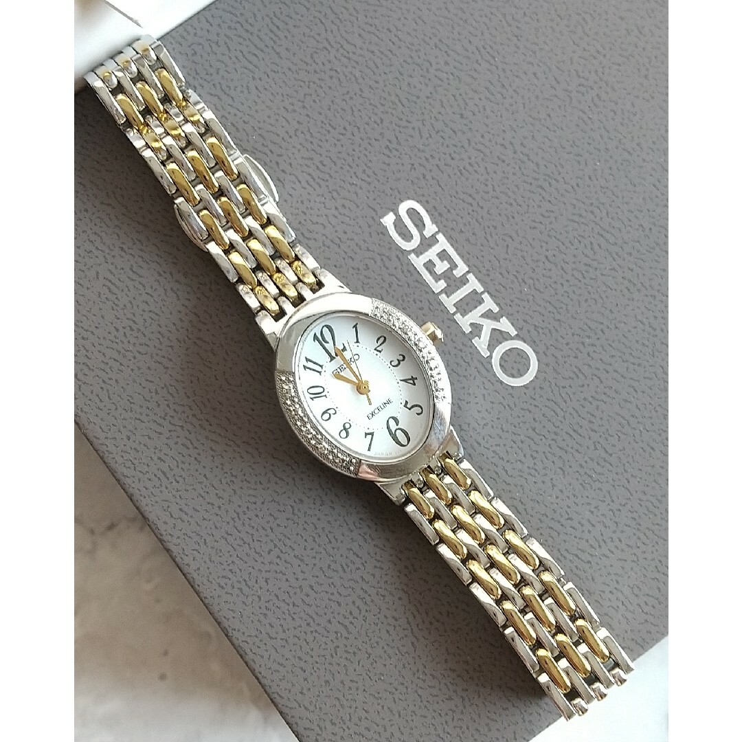 SEIKO - エクセリーヌ 美品 ソーラー 10Pダイヤモンド ブレス SEIKO - エクセリーヌ 美品 ソーラー 10Pダイヤモンド ブレス