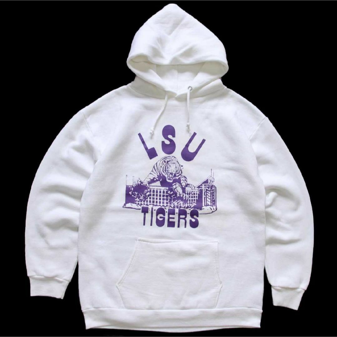 80s USA製 LSU TIGERS タイガー スウェットパーカー 白 M 80s USA製 LSU TIGERS タイガー スウェットパーカー 白 M