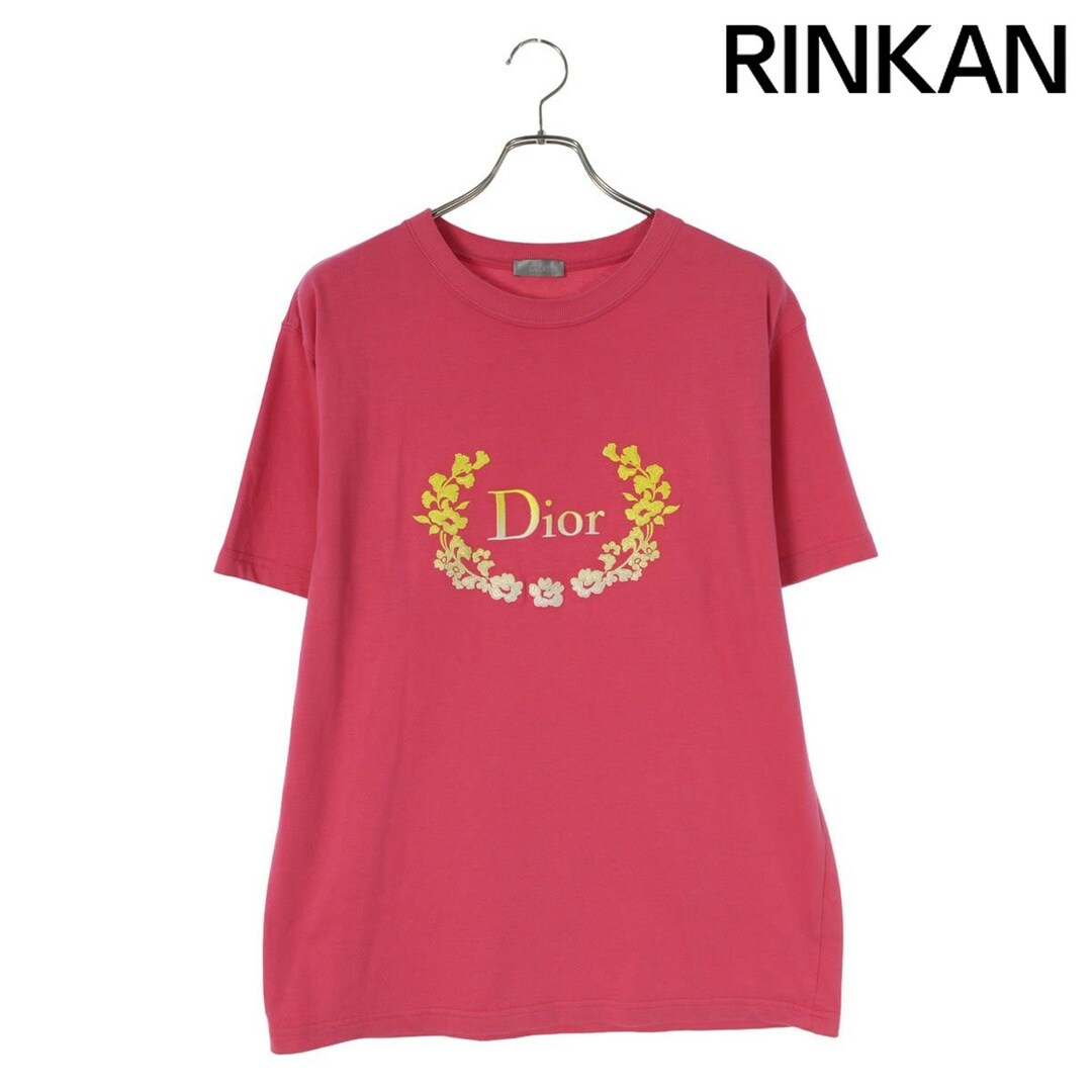 【DIOR】ダメージ加工 リラックスフィット ロゴ半袖Tシャツ Dior《オーガニックコットン Tシャツ》CD ICON ピンク DHL 直営