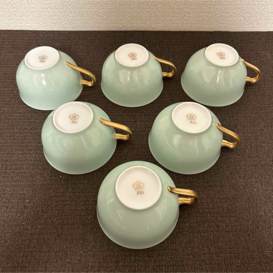 蔵A4428】大倉陶園 OKURA 色蒔 ライトグリーン カップ&ソーサー 蔵A4428】大倉陶園 OKURA 色蒔 ライトグリーン カップ&ソーサー