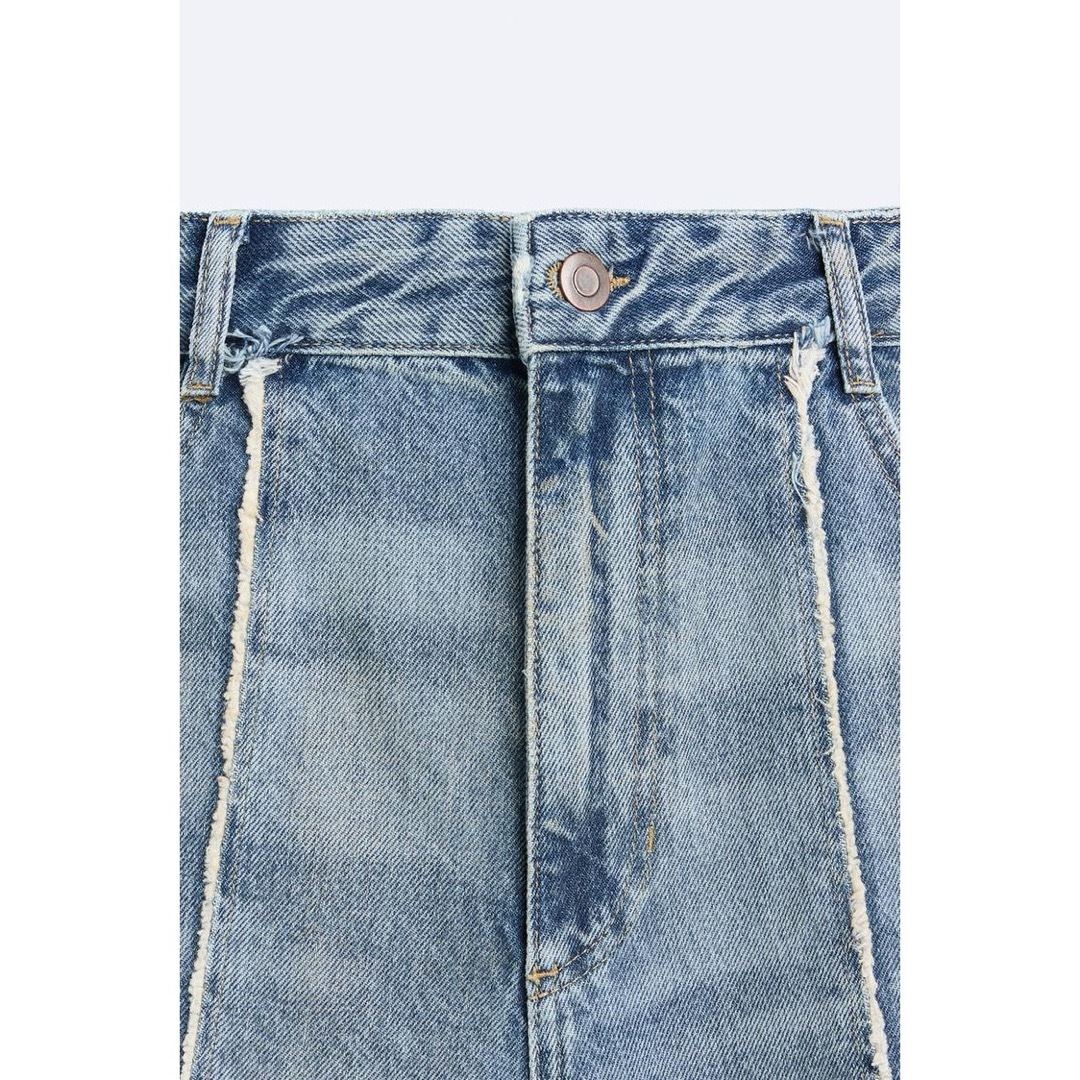 ZARA - ZARA ザラ フリンジ BAGGY FIT デニムパンツ EU40 JP31の ZARA - ZARA ザラ フリンジ BAGGY FIT デニムパンツ EU40 JP31の