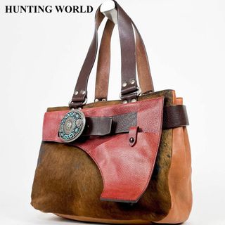 開店セール人気 美品 ハンティングワールド レザー×ロゴ 2フェイストート② 開店セール人気 美品 ハンティングワールド レザー×ロゴ 2フェイストート②