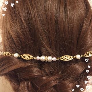 バックカチューシャ  ☆ピンクパール☆(ヘアアクセサリー)