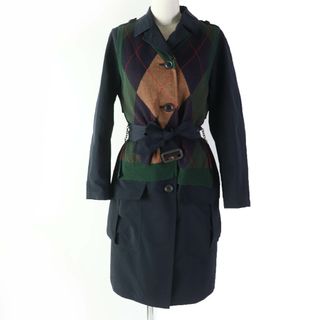 美品☆kolor カラー アーガイル ベスト・ベルト付 レイヤードデザイン コート ネイビー 1 日本製 正規品 レディース(その他)