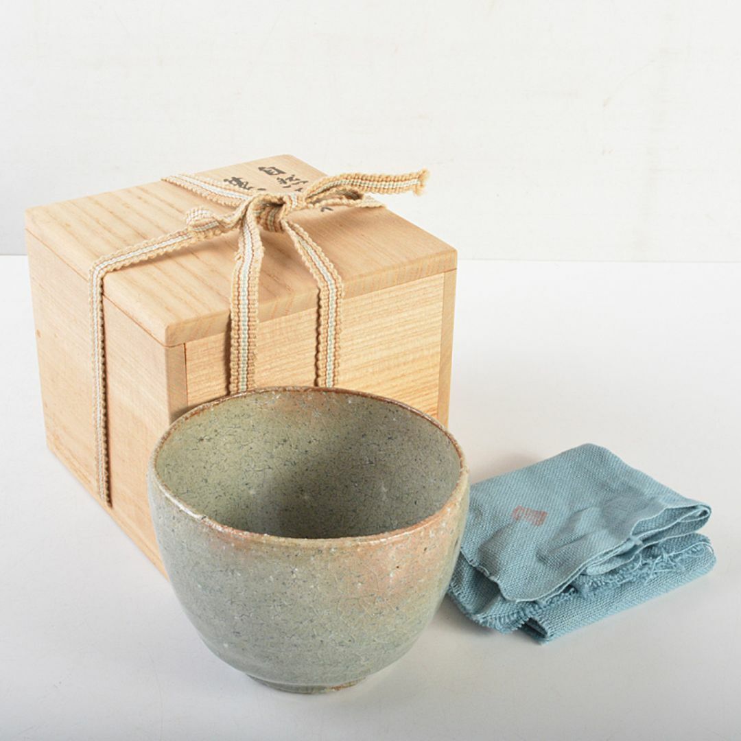 茶道具 登窯 木村盛和作 自然灰釉 茶碗 共布共箱 C R7477 茶道具 登窯 木村盛和作 自然灰釉 茶碗 共布共箱 C R7477
