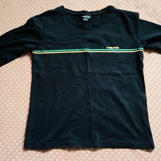 七分袖　黒ストレッチＴシャツ　ヘッド