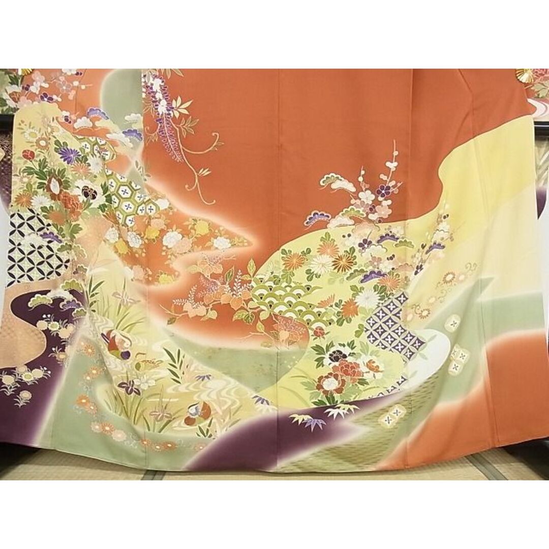平和屋本店□極上 創業460年・千總 振袖 駒刺繍 花鳥風景文 暈し 平和屋本店□極上 創業460年・千總 振袖 駒刺繍 花鳥風景文 暈し