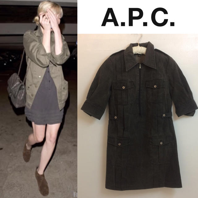 A.P.C(アーペーセー)のA.P.C アーペーセー ミリタリー風デニムシャツワンピース S PARIS レディースのワンピース(ミニワンピース)の商品写真