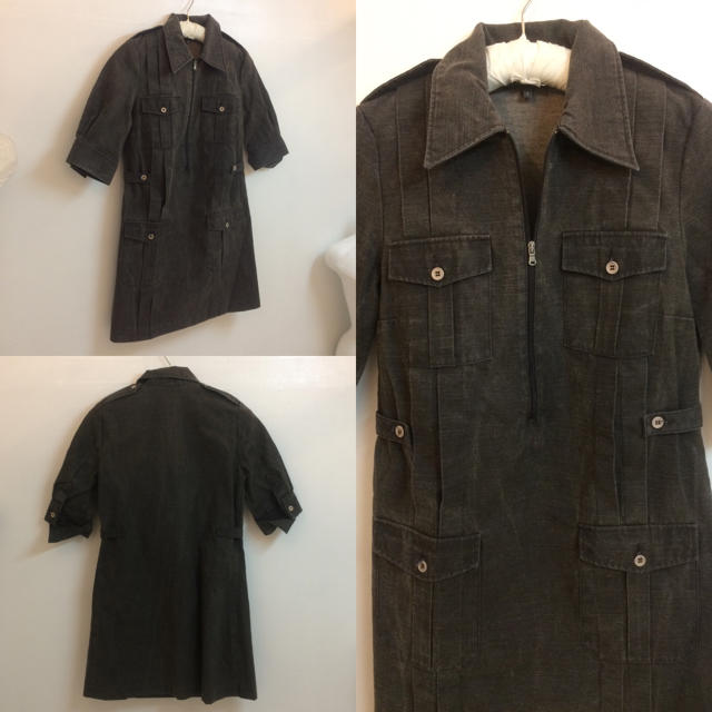 A.P.C(アーペーセー)のA.P.C アーペーセー ミリタリー風デニムシャツワンピース S PARIS レディースのワンピース(ミニワンピース)の商品写真