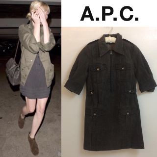 アーペーセー(A.P.C)のA.P.C アーペーセー ミリタリー風デニムシャツワンピース S PARIS(ミニワンピース)