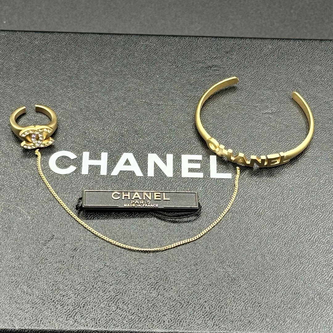 CHANEL - CHANEL リング 指輪 ブレスレット チェーン ゴールド 01C バングル