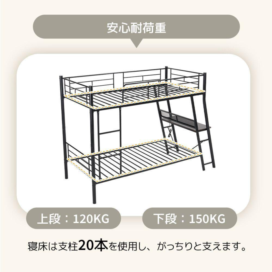 ロフトベッド パイプベッド デスク付き シングル パイプ ミドル ロフトベッド パイプベッド デスク付き シングル パイプ ミドル
