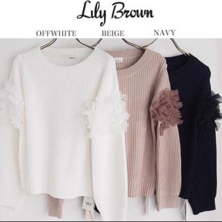 リリーブラウン(Lily Brown)のチュールリボン付きプルオーバー(ニット/セーター)