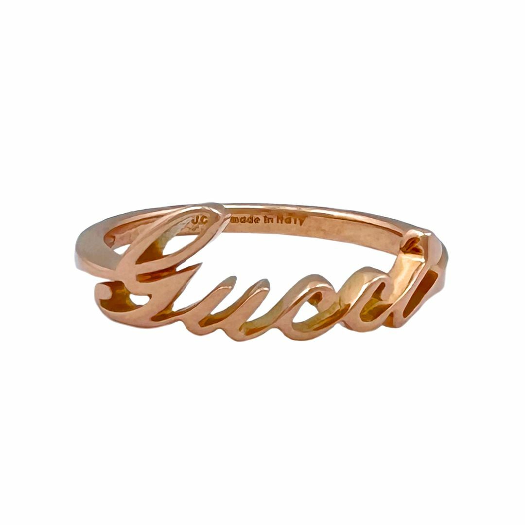 GUCCI - 極美品 GUCCI グッチ リング 750 K18 PG ロゴ 10号 指輪 GUCCI - 極美品 GUCCI グッチ リング 750 K18 PG ロゴ 10号 指輪
