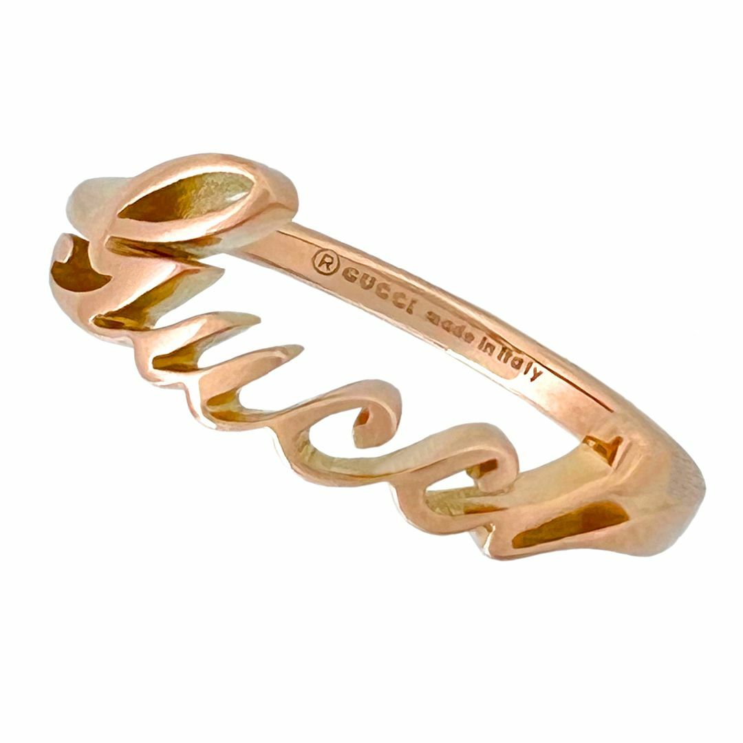 GUCCI - 極美品 GUCCI グッチ リング 750 K18 PG ロゴ 10号 指輪 GUCCI - 極美品 GUCCI グッチ リング 750 K18 PG ロゴ 10号 指輪