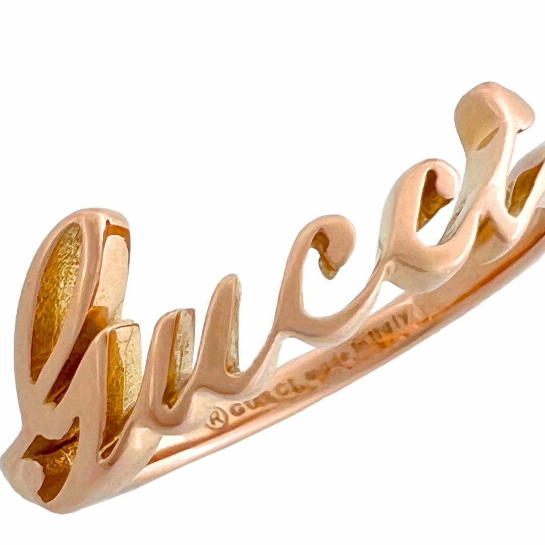 GUCCI - 極美品 GUCCI グッチ リング 750 K18 PG ロゴ 10号 指輪 GUCCI - 極美品 GUCCI グッチ リング 750 K18 PG ロゴ 10号 指輪